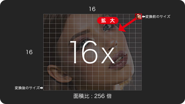 元画像から16倍に拡大