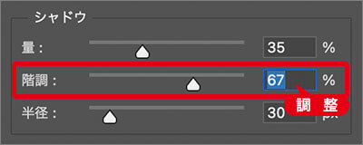 シャドウ領域を増やす調整