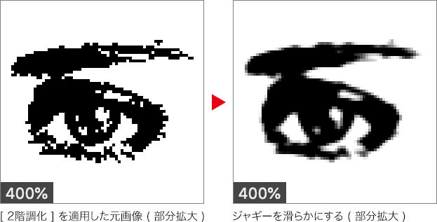 レタッチ ジャギーを除去して滑らかにする方法 ２階調化 Psgips