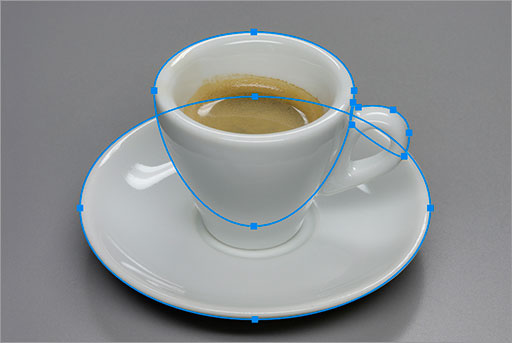 コーヒーカップを基本図形で切り抜く