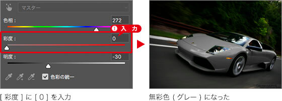 無彩色(グレー)にする