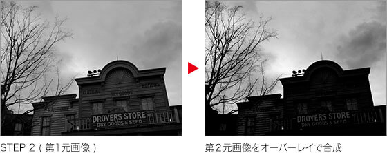 STEP 2 ( 第 1 元画像 ) → 第 2 元画像をオーバーレイで合成