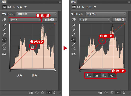 トーンカーブをクリックしてポイントを追加