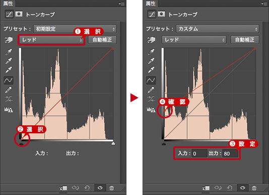 トーンカーブを選択して設定
