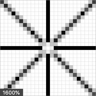 アンチエイリアスを有効(1600%拡大表示)