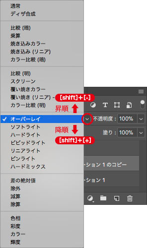 ショートカットキーで素早く選出