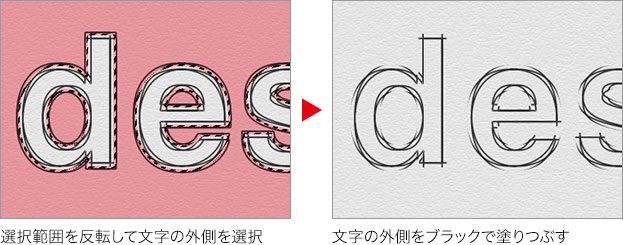 文字の外側をブラックで塗りつぶす