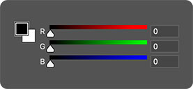 RGBの設定値が同じになる(黒色)