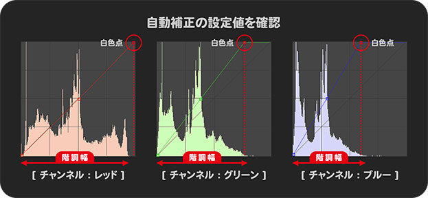 自動補正の設定値を確認