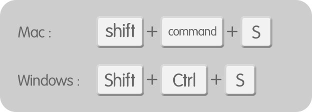 [ shift ] + [ Command ( Ctrl ) ] + [ S ]